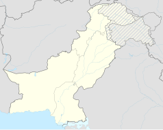 Mapa konturowa Pakistanu, u góry nieco na prawo znajduje się punkt z opisem „Rawalpindi”
