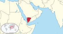 Location of the Mutawakkilite Kingdom of Yemen on the جزیرہ نما عرب.