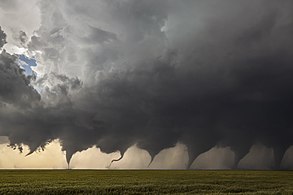 Beeld van die jaar 2018: Saamstelling van agt foto's wat die ontstaan van 'n tornado noord van Minneola in die Amerikaanse deelstaat Kansas verduidelik, soos op 24 Mei 2016.