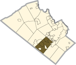 Location of Lower Macungie Township in Lehigh County, Pennsylvania