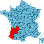 Ligging van Aquitanië in Frankrijk