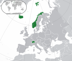 ที่ตั้งของ เอฟตา  (สีเขียว) ในยุโรป  (สีเขียวและสีเทาเข้ม)