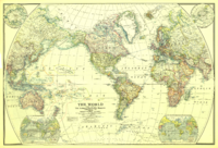 Peta Dunia pada tahun 1922 oleh Yayasan National Geographic menunjukkan Lautan Antartika (Selatan).