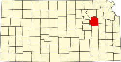 map of Kansas highlighting Wabaunsee County