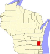 Map of Wisconsin highlighting Washington County