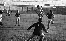 Soccer game between Maccabi Yafo (dark shirts) and Maccabi Haifa, 1969