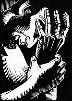 Thumbnail for File:Deliberation Abraham Lincoln Biography in Woodcuts 1933 Charles Turzak.jpg