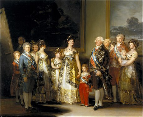 《查理四世的一家》(The Family of Charles IV)，1800年到1801年，收藏於西班牙馬德里普拉多博物館