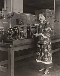 1925 Li Fu Lee at the Massachusetts Institute of Technology's radio experiment station, 1925 (MIT Museum) - Restoration