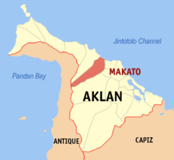 Mapa de Aklan con Makato resaltado