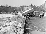 Snötippning vid Strandvägen 1958