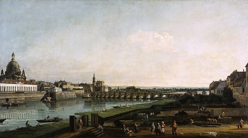 Bernardo Bellotto (1722–1780): Dresden vom rechten Elbufer oberhalb der Augustusbrücke 1747.