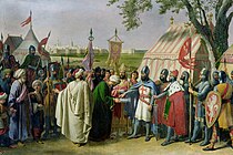 Граф Триполи Понс принимает капитуляцию Тира у атабека Тугтегина 7 июля 1124 года. Картина Александра-Франсуа Каминада, 1840