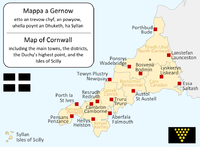 Карта Корнуола корнською мовою