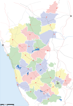 Map indicating the location of Thirthahalli