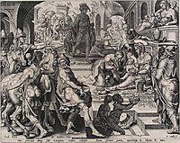Дизайн Мартен ван Гемскерк, гравер Філіп Гелле. «Поклоння волхвів», бл. 1570 р., Музей Бойманс ван Бенінгена