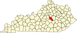map of Kentucky highlighting Garrard County