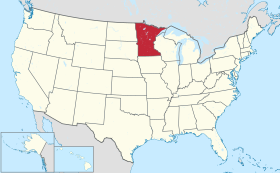 Karta SAD-a s istaknutom saveznom državom Minnesota