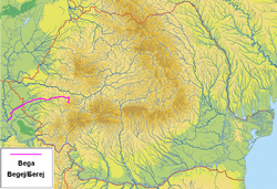 Mapa řeky Begy (vyznačena růžově)