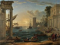 Λιμάνι με την επιβίβαση της Βασίλισσας του Σαββά, 1648, Εθνική Πινακοθήκη, Λονδίνο.