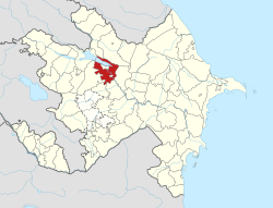 Map of Azerbaijan showing Yevlakh District