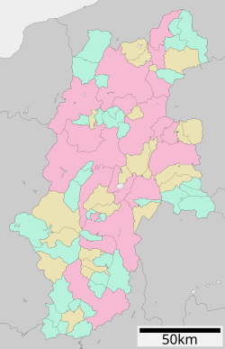 長野県西部地震の位置（長野県内）