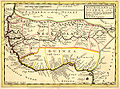 Mappa ta' Negroland u l-Ginea inkluża l-Kosta tal-Ikjavi, 1736, mill-kartografu ta' Londra Hermann Moll