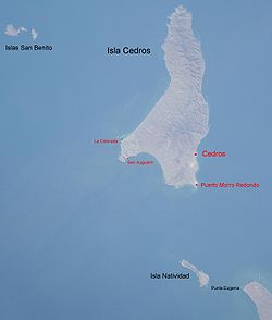 An annotated Space Shuttle photo showing Punta Eugenia bottom right.