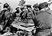 Oficerowie brytyjscy i amerykańscy (jeńcy) przywiezieni do Katynia na oględziny ekshumacji