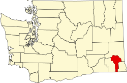 map of Washington highlighting Garfield County