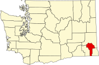 ガーフィールド郡の位置を示したワシントン州の地図