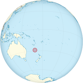 Amplasarea Insulei Norfolk (roșu) în Oceanul Pacific
