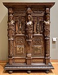 Cupboard; c. 1580; walnut and oak, partially gilded and painted; height: 2.06 m, width: 1.50 m; Louvre[51]