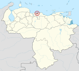 د ونزویلا په نقشه کې د کاراکاس موقیعت