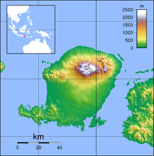Map of Lombok Island with Samalas in the upper part of the island