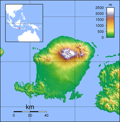 2018年7月龙目岛地震在龙目岛的位置