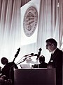 Dömök professzor tudományos előadást tart Drezdában (1978)