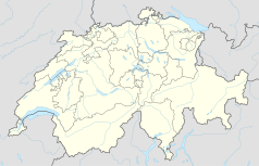 Mapa konturowa Szwajcarii, blisko centrum na lewo znajduje się punkt z opisem „Berno”