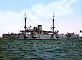 Thiết giáp hạm USS Texas, chế tạo năm 1892, là thiết giáp hạm đầu tiên của Hải quân Hoa Kỳ. Ảnh màu Photochrom được chụp vào khoảng năm 1898.