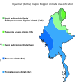 Éghajlati térkép Köppen osztályozásán (angol)
