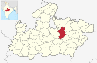 मानचित्र जिसमें दमोह ज़िला Damoh district हाइलाइटेड है