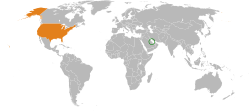 Map indicating locations of Bahrain and United States