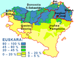 Fördelning av talare av baskiska i Baskien 2007