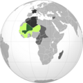 Aħdar: Sudan Franċiż Ġir: Afrika tal-Punent Franċiża Griż skur: Possedimenti Franċiżi oħra Griż l-aktar skur: Repubblika Franċiża
