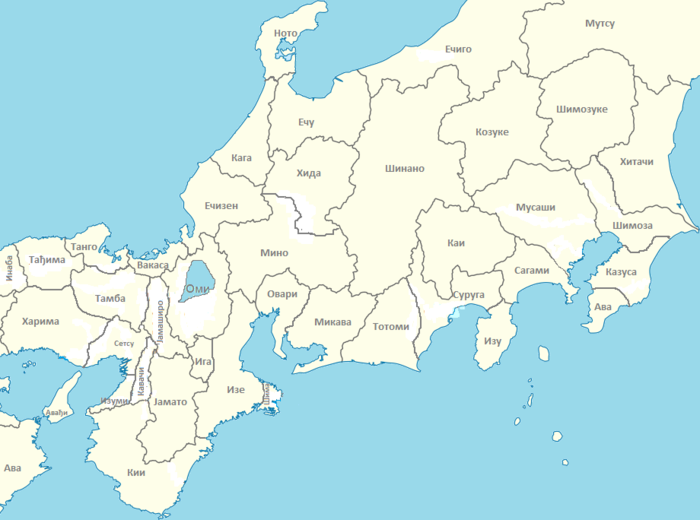 Битка код Секигахаре на карти Провинција Централног Јапана