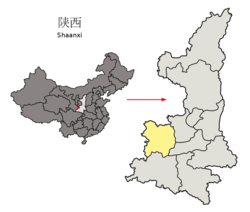 Baojin sijainti Kiinan Shaanxin maakunnassa