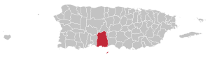 Map of Puerto Rico highlighting Ponce Municipality