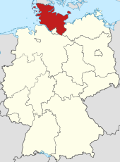 ドイツ国内におけるシュレースヴィヒ＝ホルシュタイン州の位置