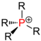 Atom fosforu z przyłączonymi czterema grupa funkcyjnymi (R), bez żadnego atomu wodoru i z ładunkiem dodatnim zlokalizowanym na atomie fosforu