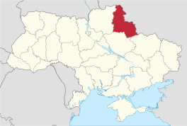 Die ligging van Soemi-oblast in Oekraïne